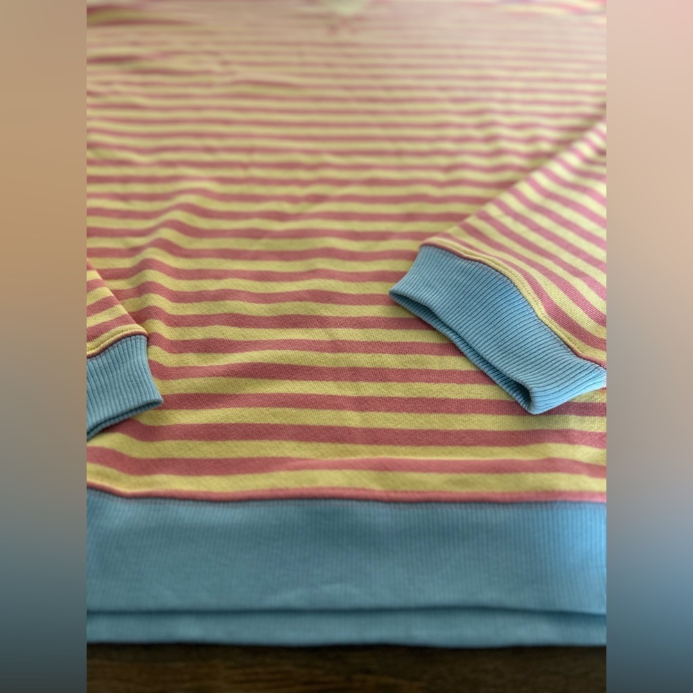 We The Free Classic Striped Oversized Crewneck Yellow Pink Blue Top Rated - Picture 8 of 11